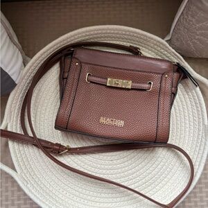 Kenneth Cole Reaction Brown Pebbled Leather Crossbody
